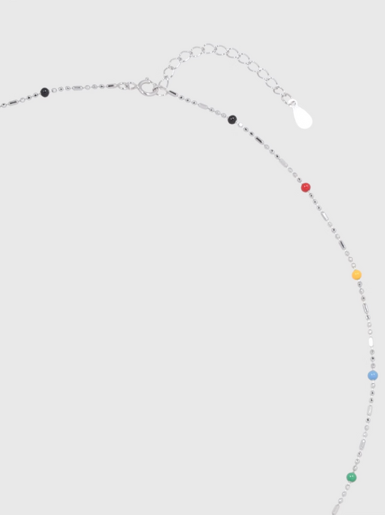 AWE Rainbow Bean Silver Beaded Chain Necklace | Face 3 Face