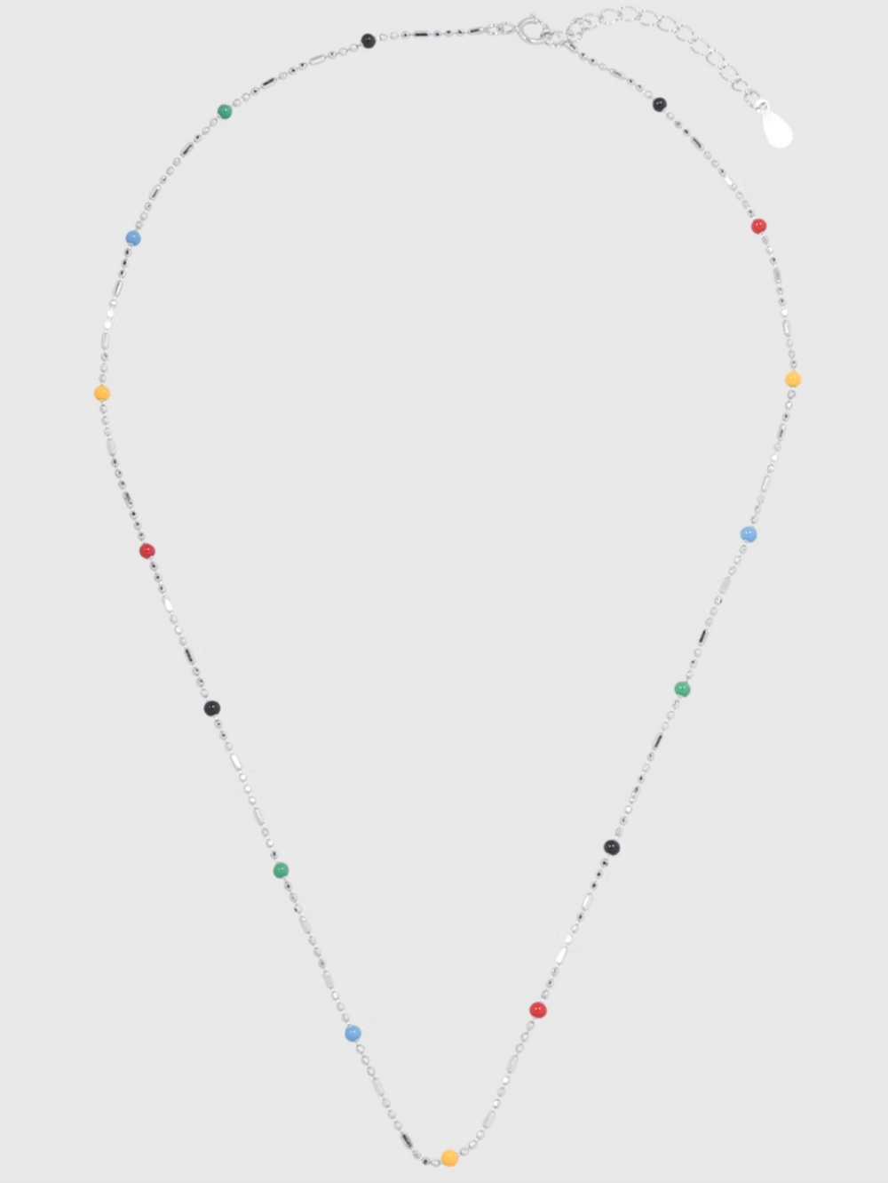 AWE Rainbow Bean Silver Beaded Chain Necklace | Face 3 Face