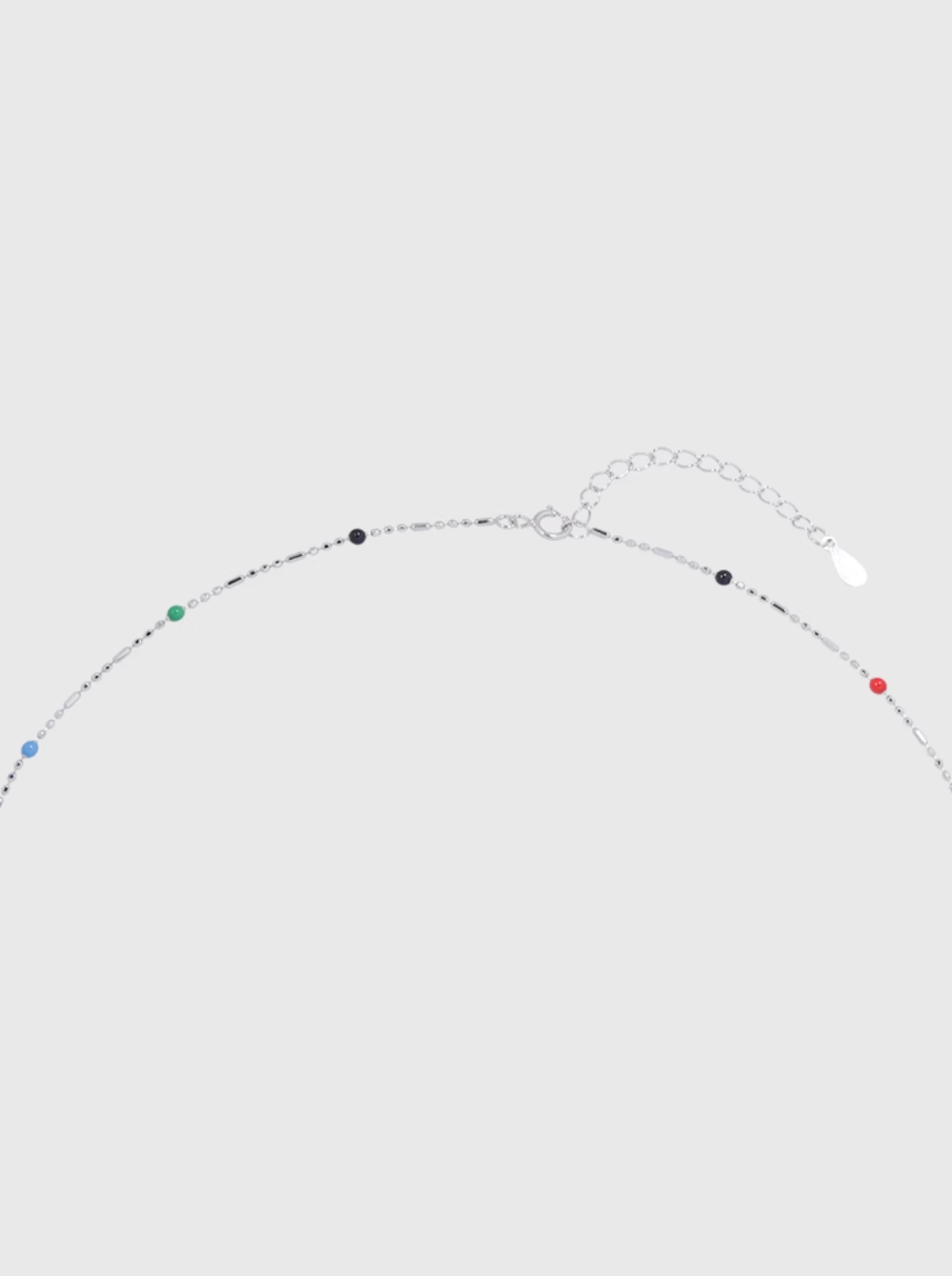 AWE Rainbow Bean Silver Beaded Chain Necklace | Face 3 Face