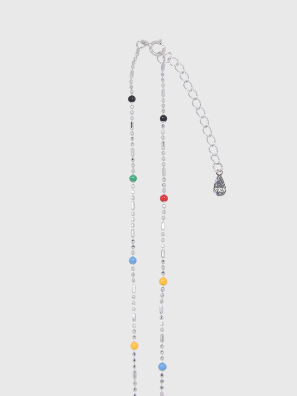 AWE Rainbow Bean Silver Beaded Chain Necklace | Face 3 Face
