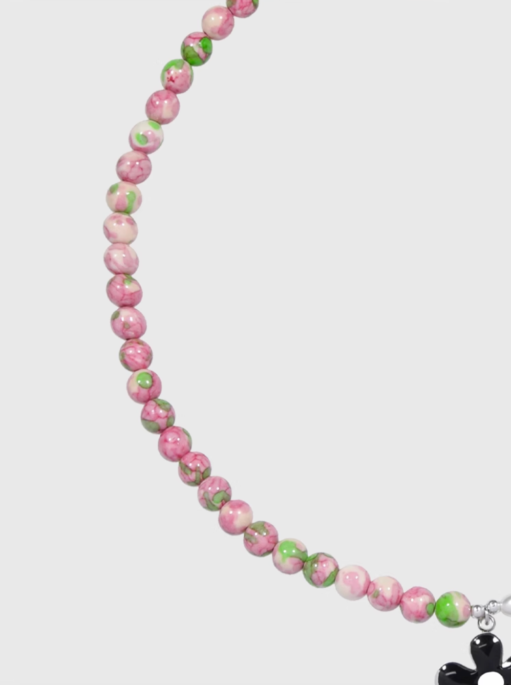 AWE Black Sunflower Pendant Stone Pearl Chain Necklace | Face 3 Face