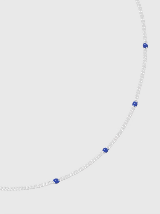 AWE Blue Bean Silver Chain Necklace | Face 3 Face