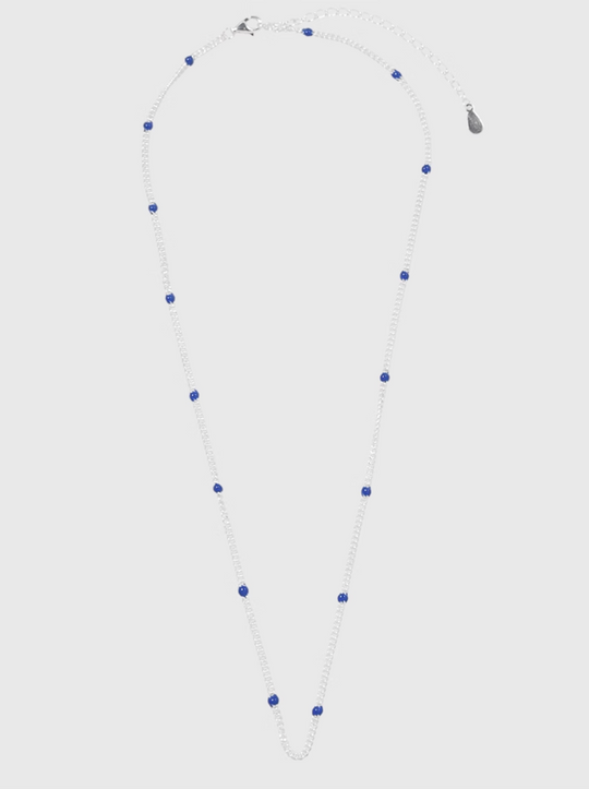 AWE Blue Bean Silver Chain Necklace | Face 3 Face