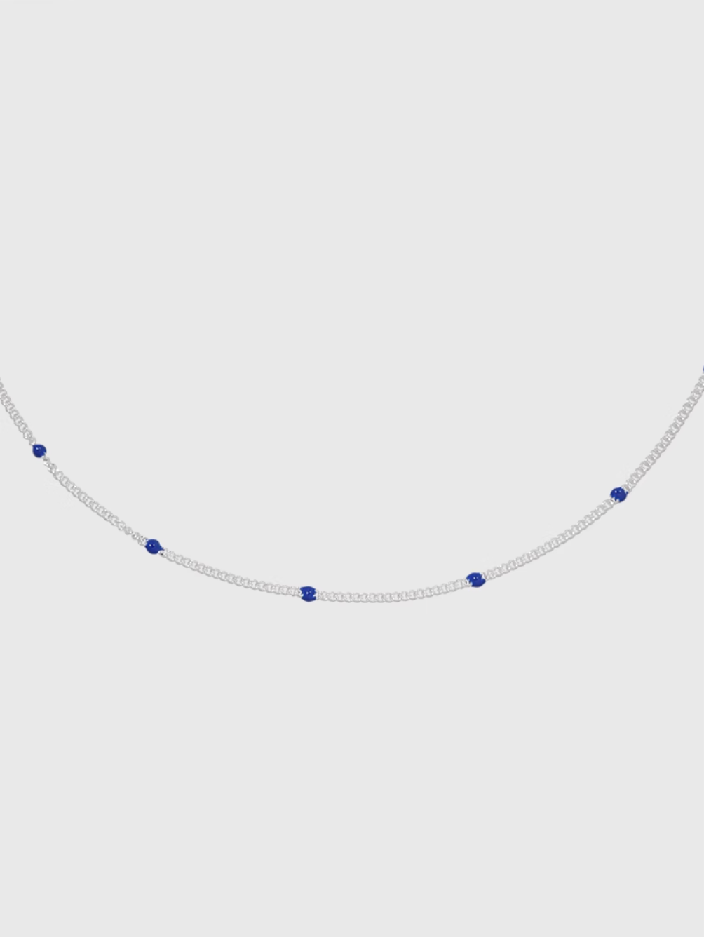 AWE Blue Bean Silver Chain Necklace | Face 3 Face