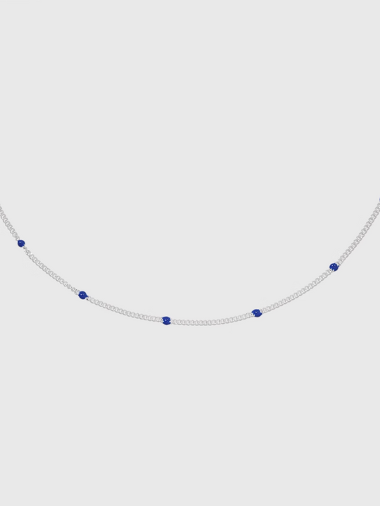 AWE Blue Bean Silver Chain Necklace | Face 3 Face