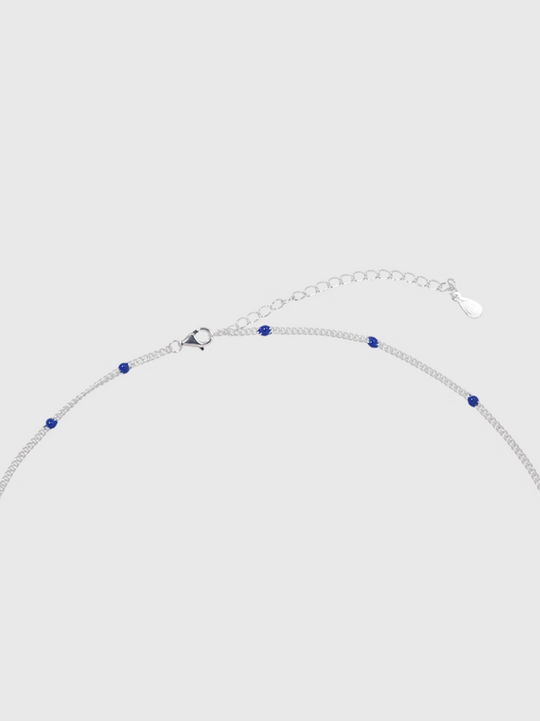 AWE Blue Bean Silver Chain Necklace | Face 3 Face