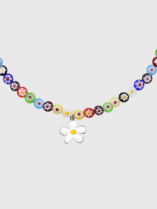 AWE Sunflower Daisy Large Beaded Necklace | Face 3 Face