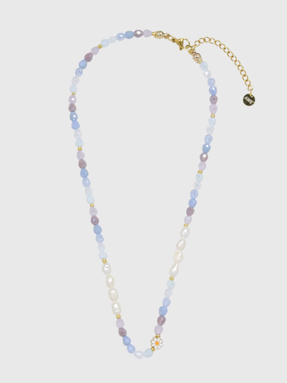 AWE Crystal Beaded Pearl Daisy Necklace | Face 3 Face