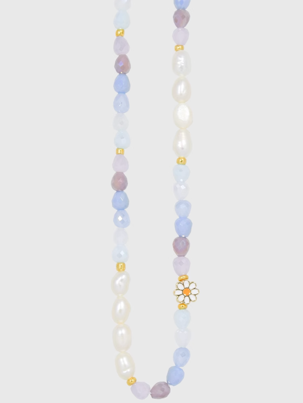 AWE Crystal Beaded Pearl Daisy Necklace | Face 3 Face