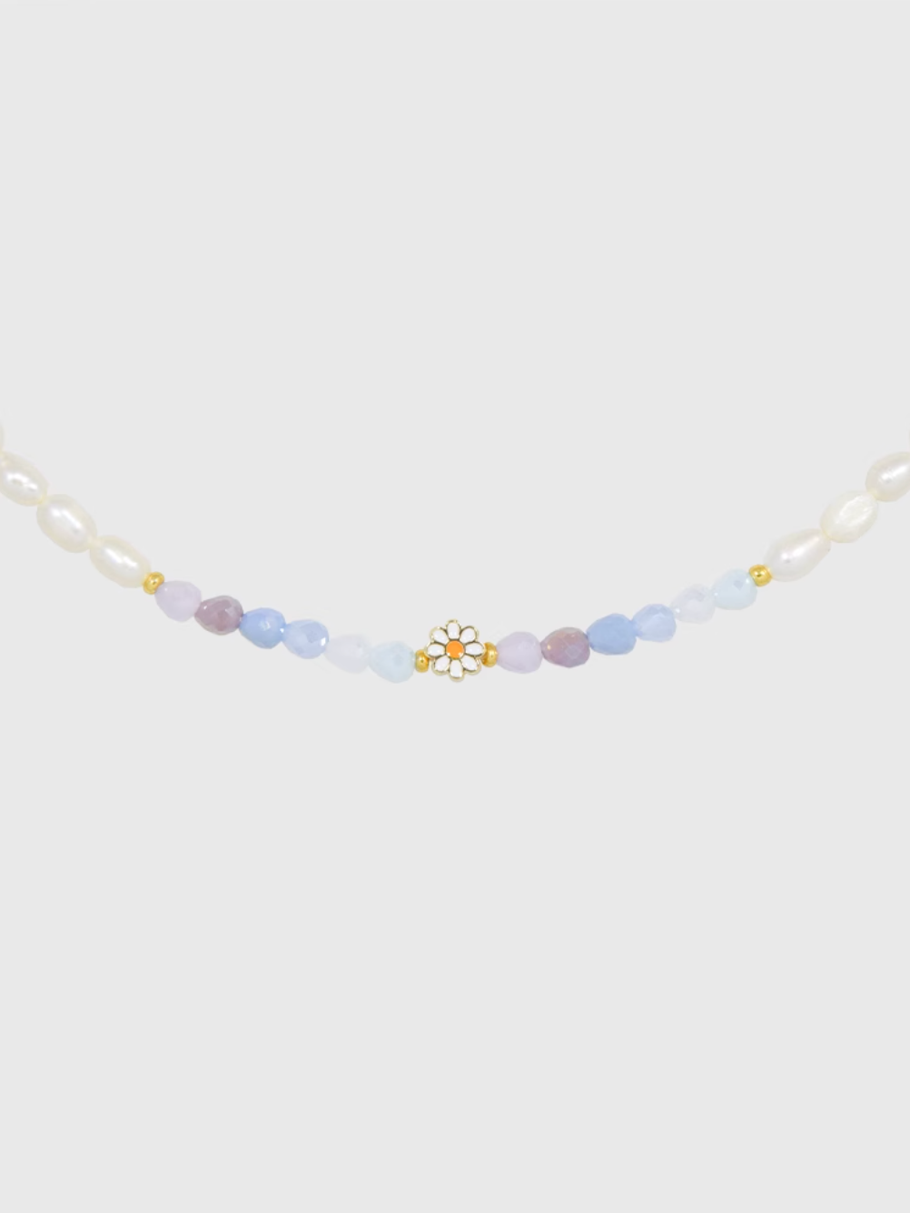 AWE Crystal Beaded Pearl Daisy Necklace | Face 3 Face