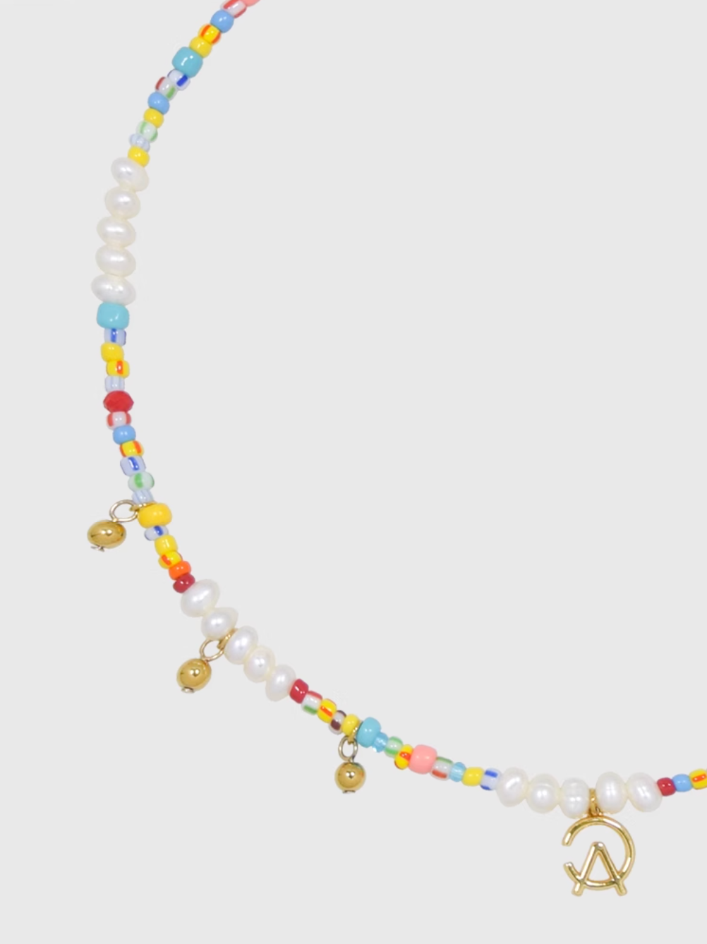 AWE AE Word Charm Color Beaded Pearl Necklace | Face 3 Face