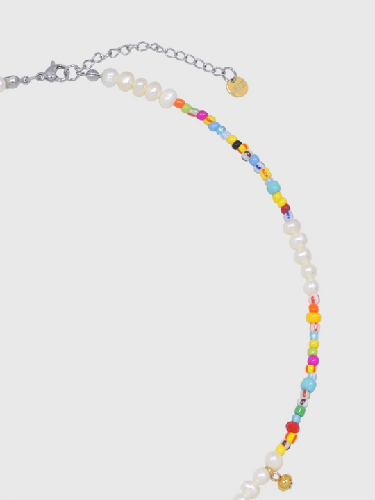 AWE AE Word Charm Color Beaded Pearl Necklace | Face 3 Face