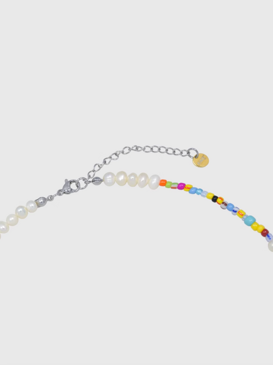 AWE AE Word Charm Color Beaded Pearl Necklace | Face 3 Face
