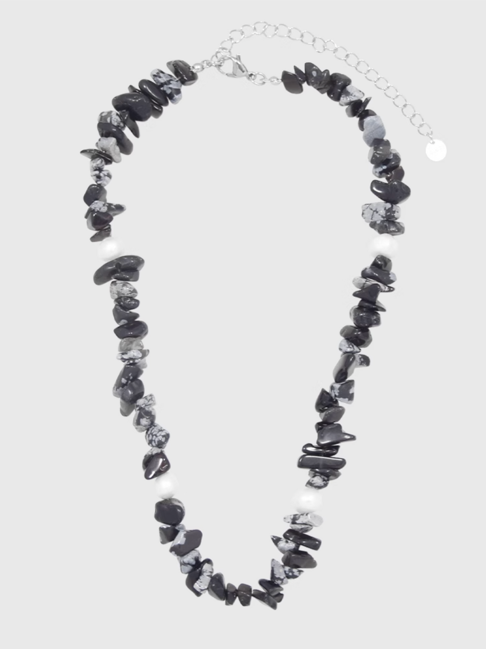 AWE Black Crushed Stone Pearl Beaded Necklace | Face 3 Face