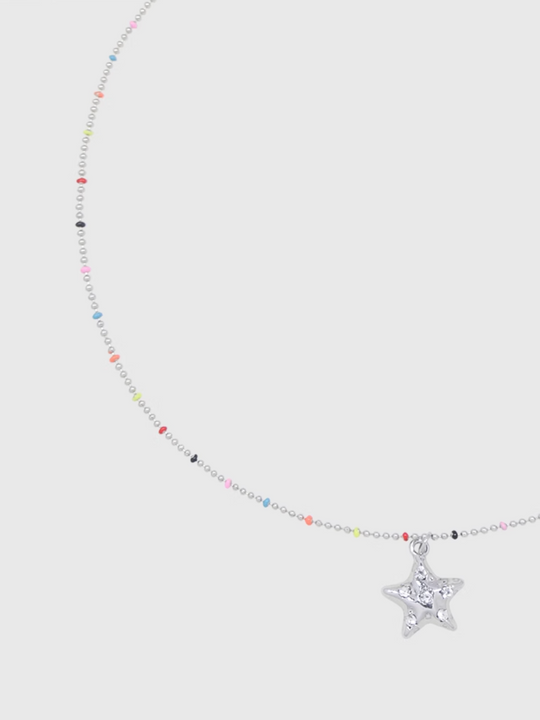 AWE Stars Charm Rainbow Beans Chain Necklace | Face 3 Face