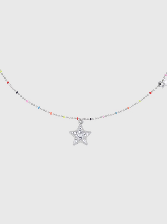 AWE Stars Charm Rainbow Beans Chain Necklace | Face 3 Face