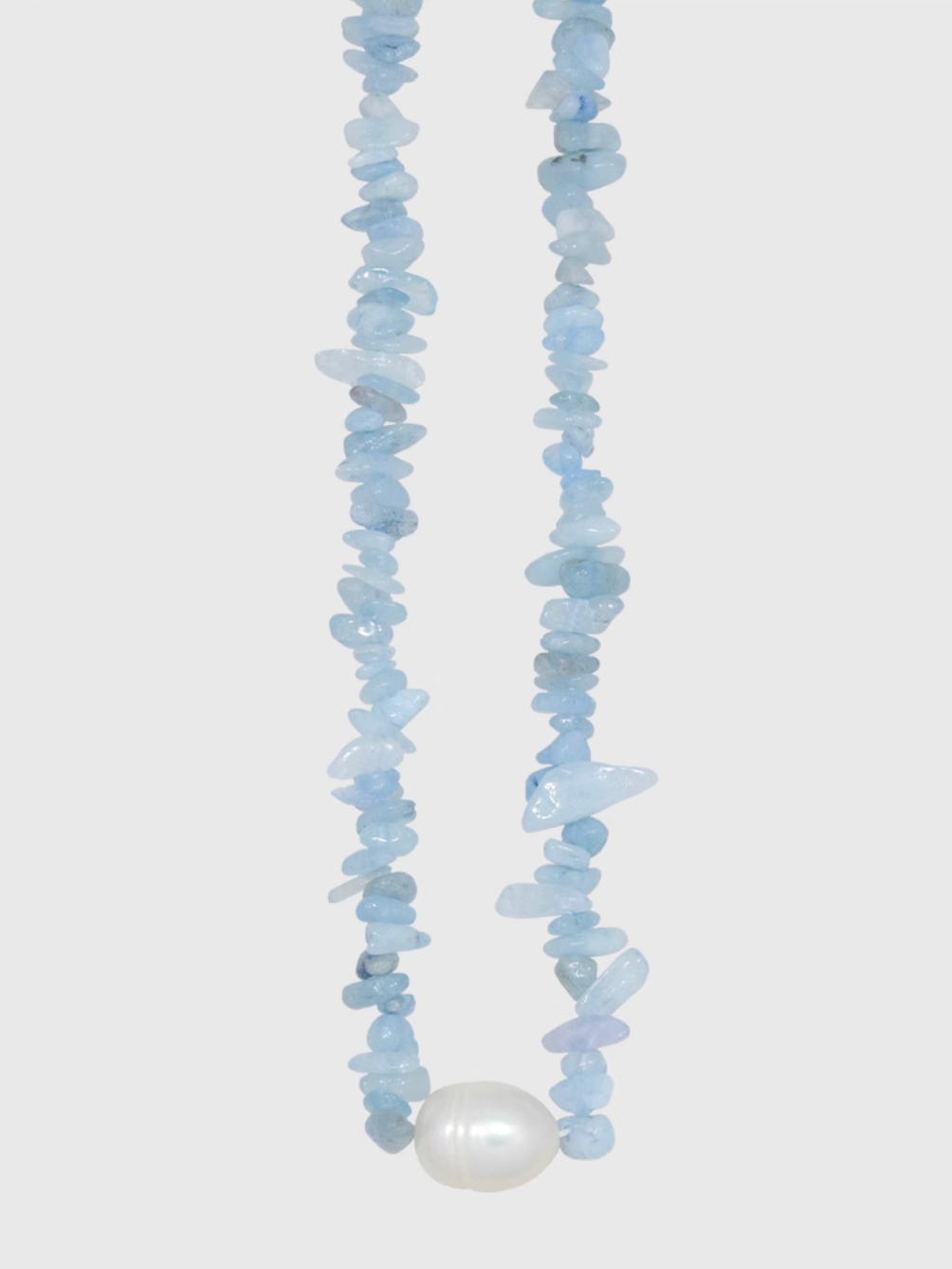 AWE Aquamarine Crushed Stone Pearl Necklace | Face 3 Face