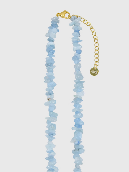 AWE Aquamarine Crushed Stone Pearl Necklace | Face 3 Face