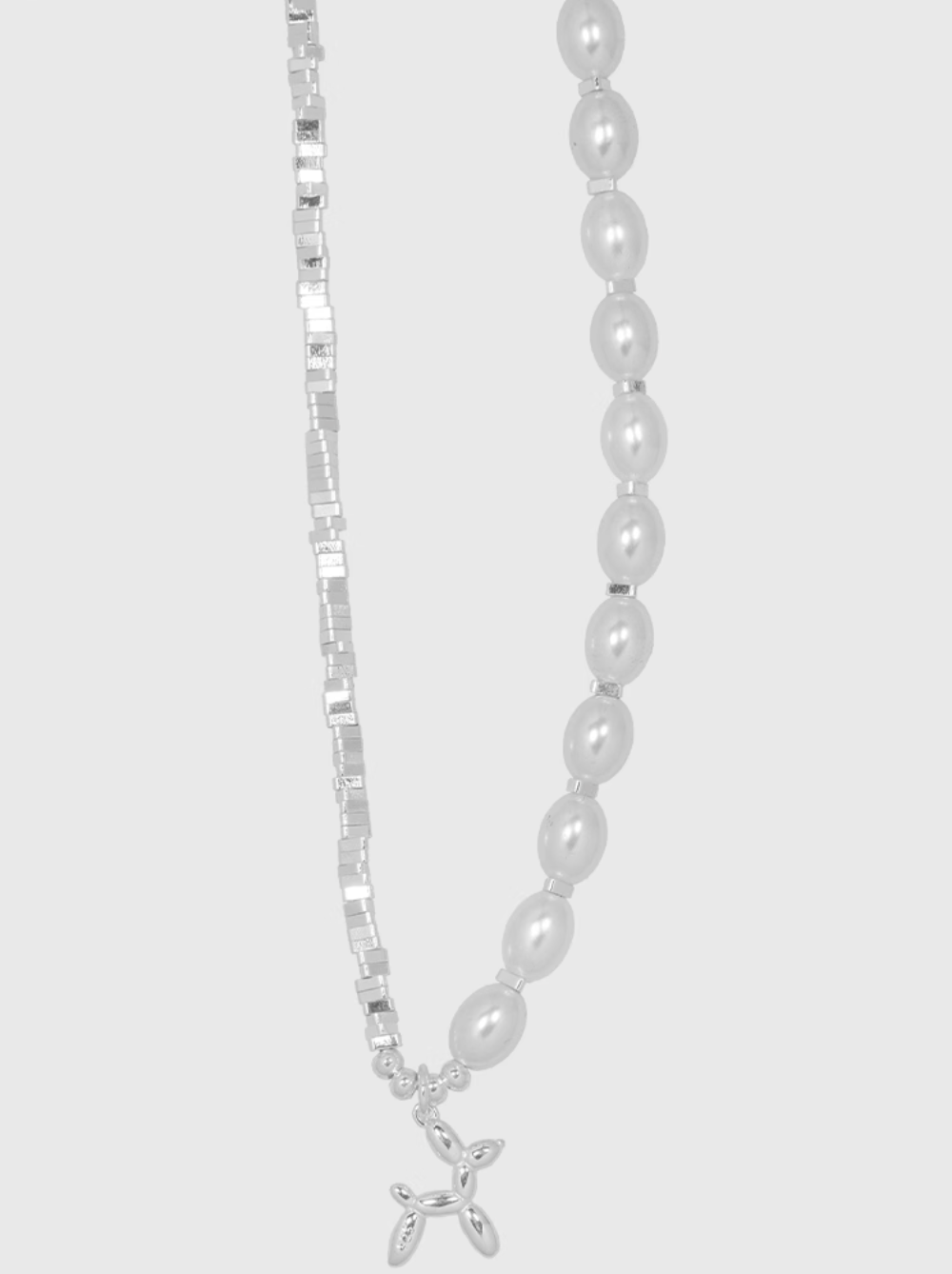 AWE Silver Pearl Balloon Dog Charm Necklace | Face 3 Face