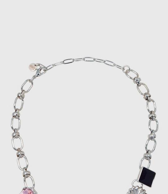 AWE Black Love Heart Daisy Chain Necklace | Face 3 Face