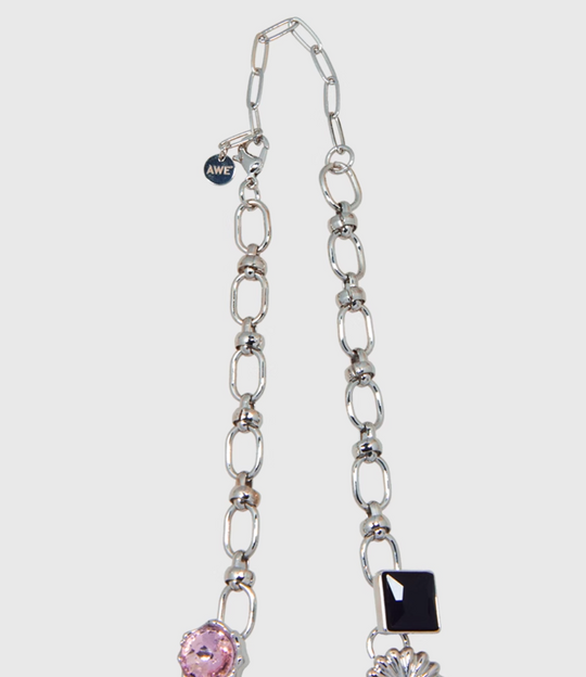 AWE Black Love Heart Daisy Chain Necklace | Face 3 Face