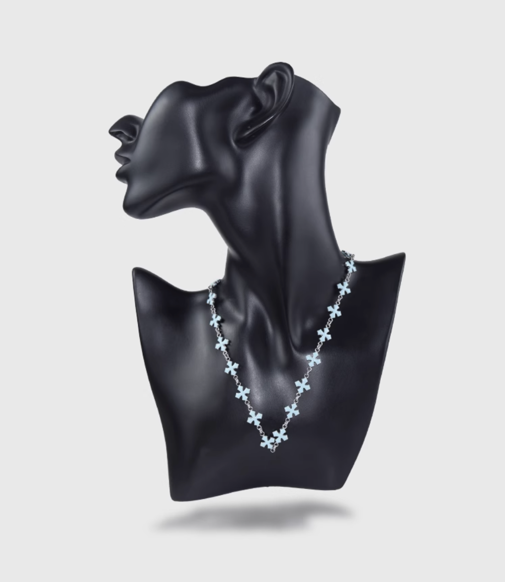 AWE Blue Cross Luxury Chain Necklace | Face 3 Face