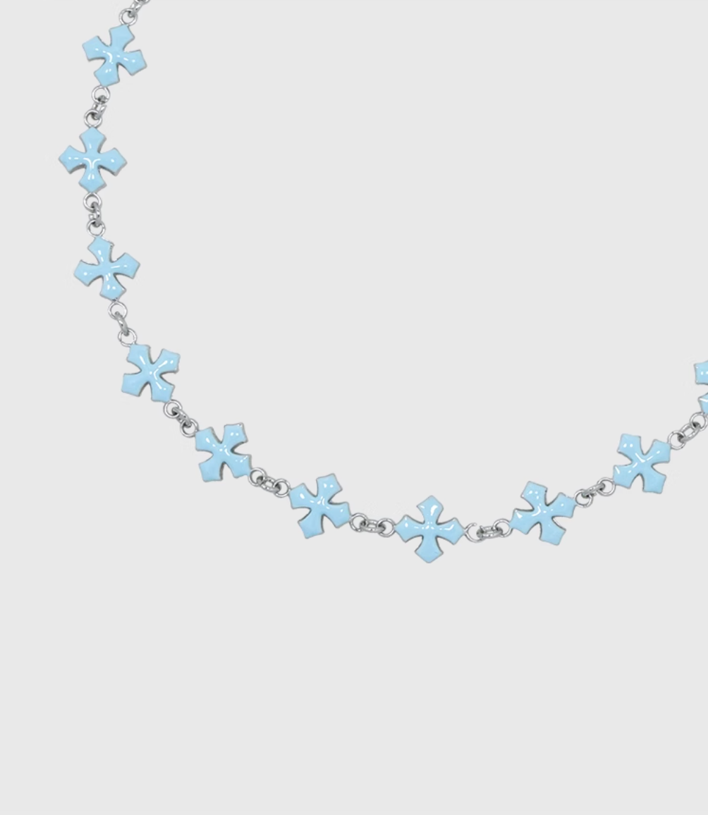 AWE Blue Cross Luxury Chain Necklace | Face 3 Face