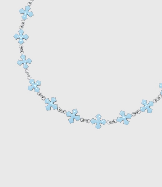 AWE Blue Cross Luxury Chain Necklace | Face 3 Face