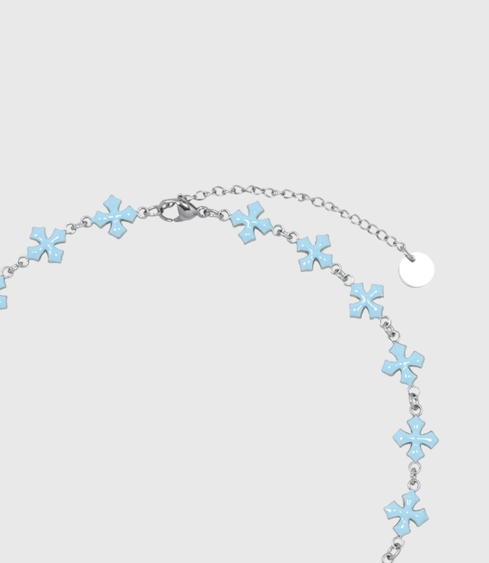 AWE Blue Cross Luxury Chain Necklace | Face 3 Face