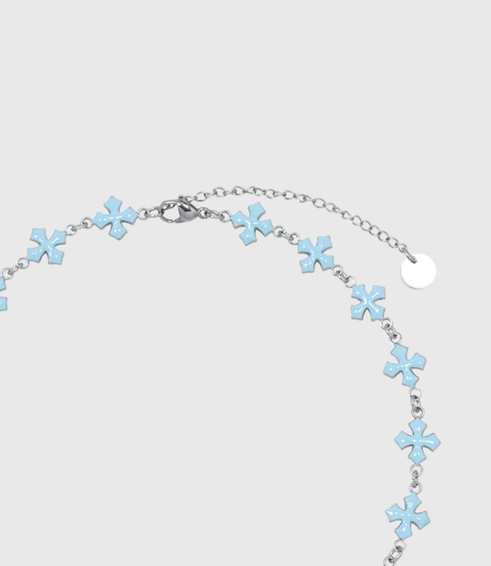 AWE Blue Cross Luxury Chain Necklace | Face 3 Face