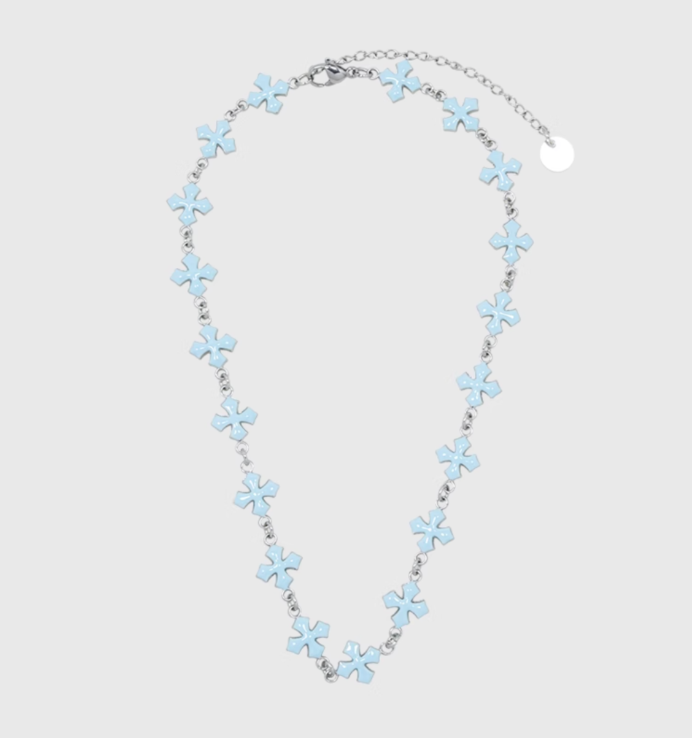 AWE Blue Cross Luxury Chain Necklace | Face 3 Face