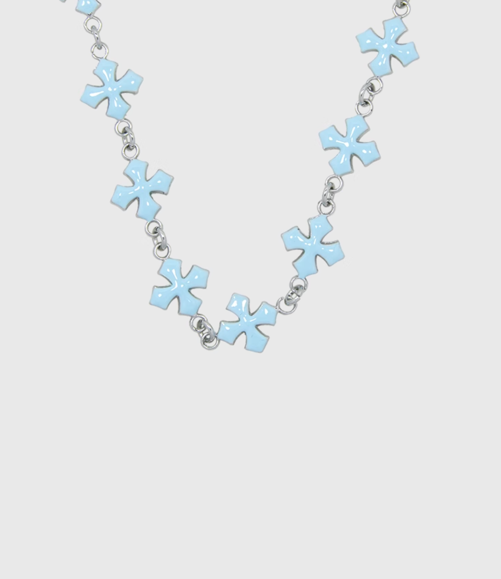 AWE Blue Cross Luxury Chain Necklace | Face 3 Face