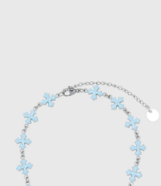 AWE Blue Cross Luxury Chain Necklace | Face 3 Face