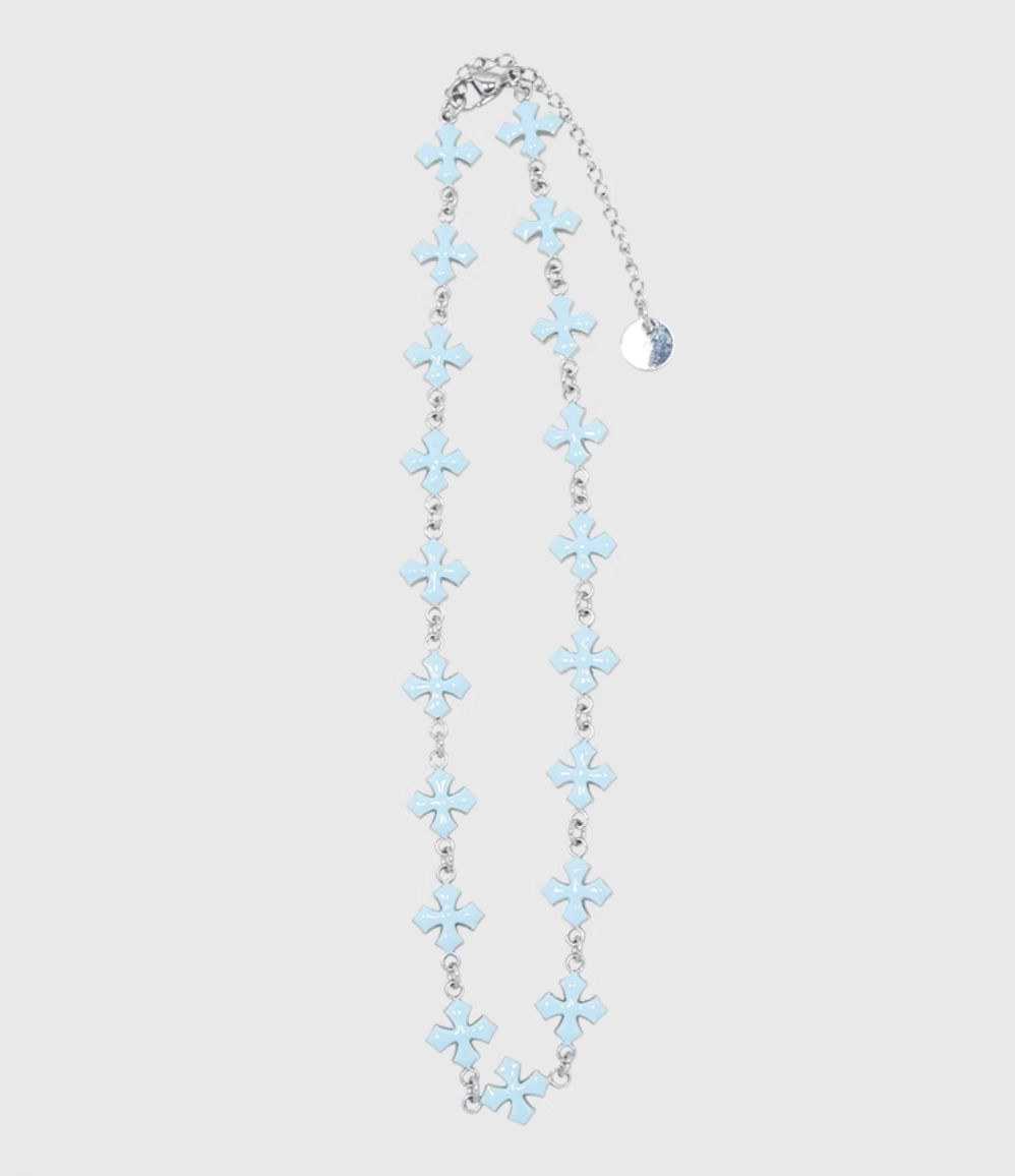 AWE Blue Cross Luxury Chain Necklace | Face 3 Face