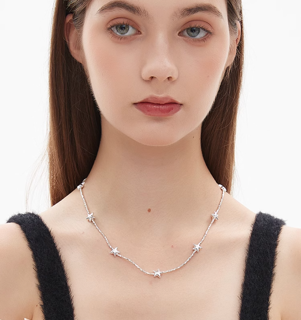 AWE Silver Star Chain Necklace | Face 3 Face