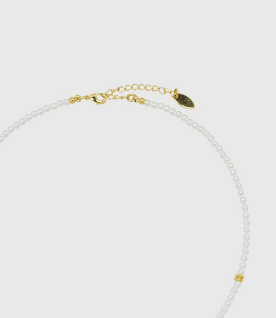 AWE Zirconia Pendant Pearl Beaded Necklace | Face 3 Face