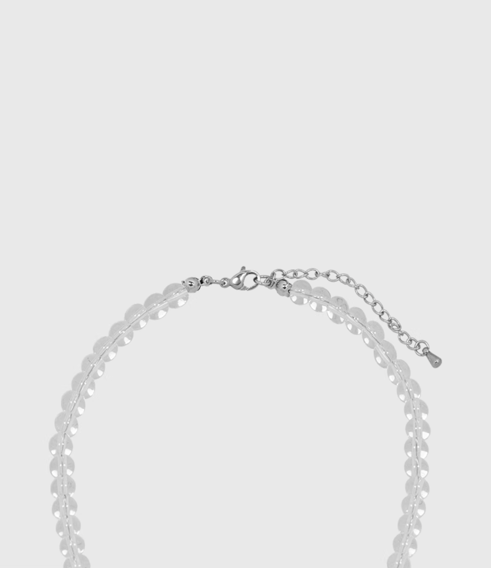 AWE Silver Irregular Flower Crystal Beaded Necklace | Face 3 Face