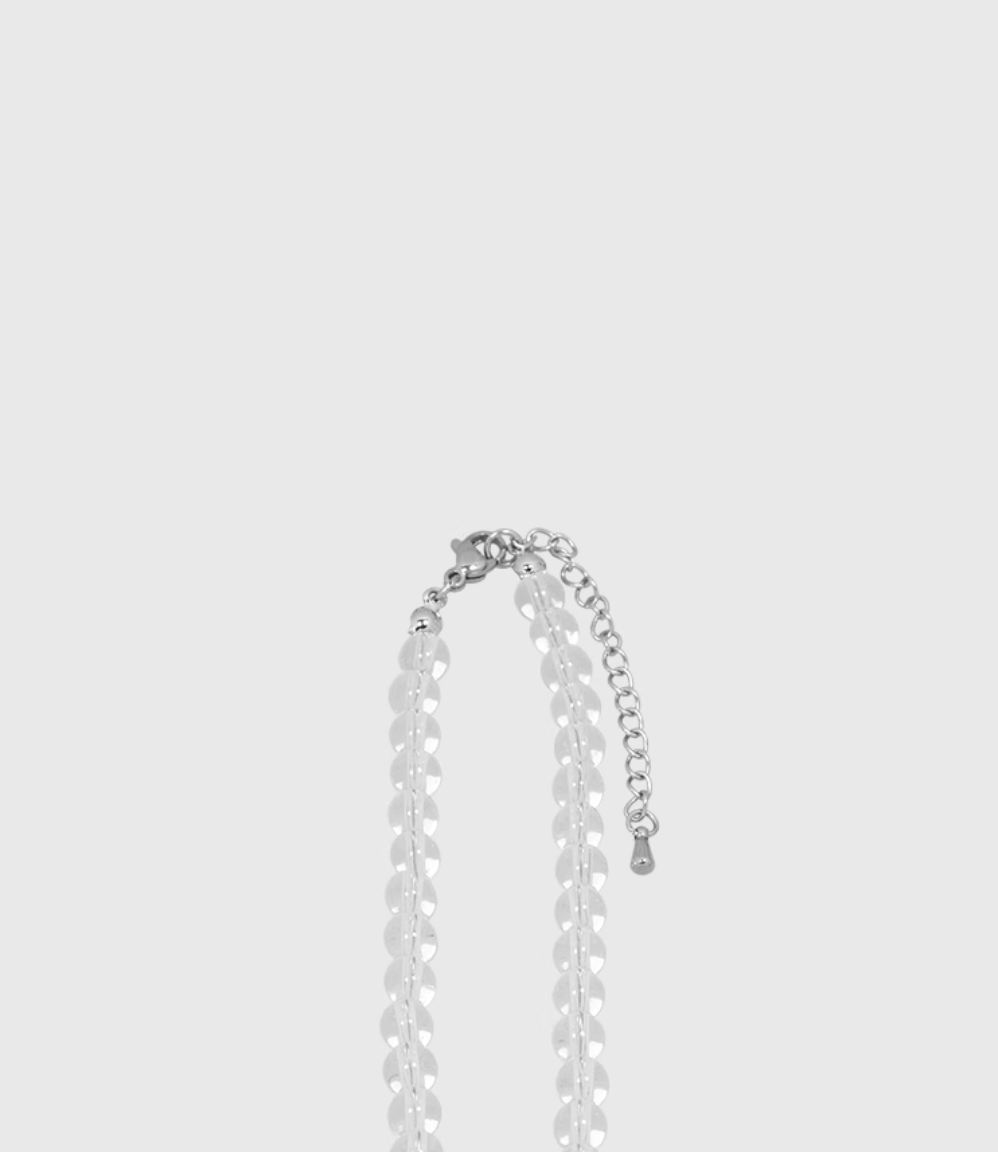 AWE Silver Irregular Flower Crystal Beaded Necklace | Face 3 Face