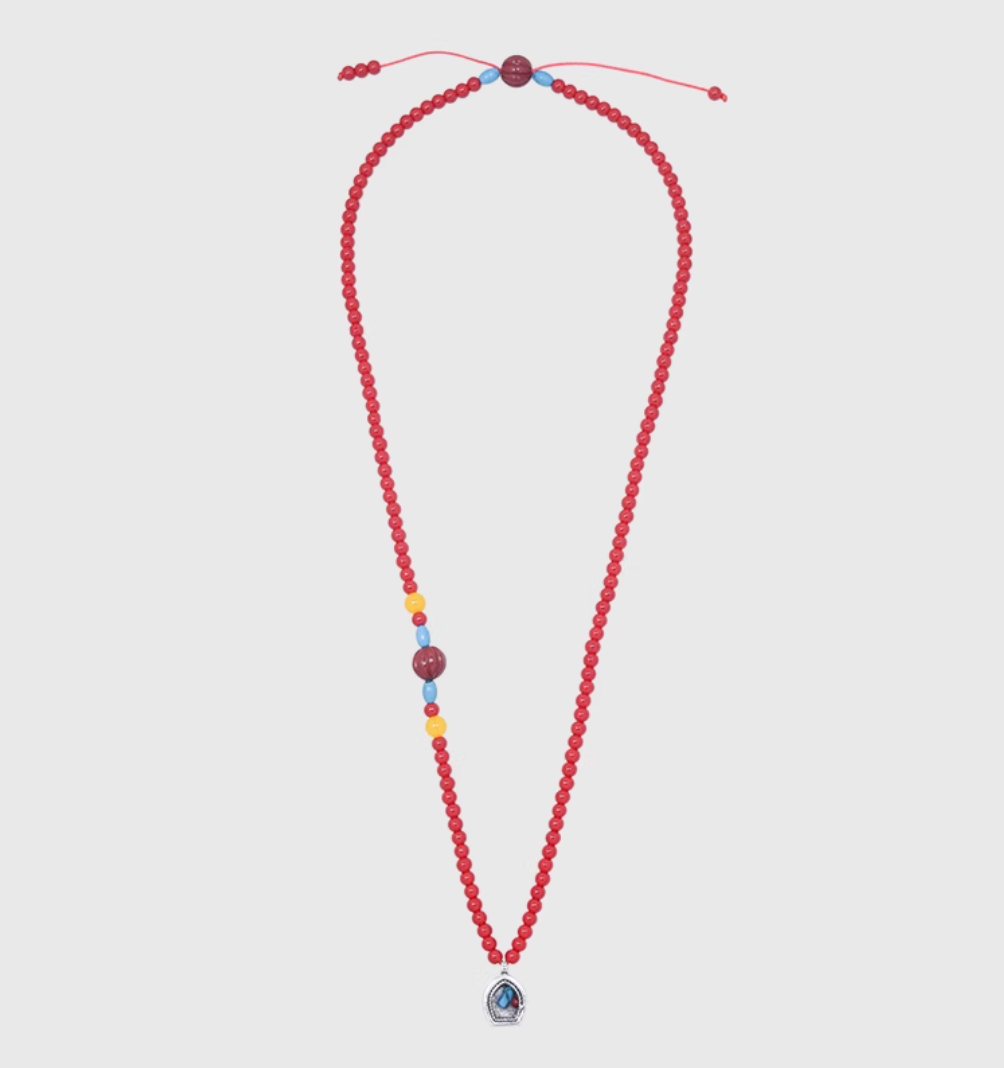 AWE Copper Box Pendant Red Beaded Necklace | Face 3 Face