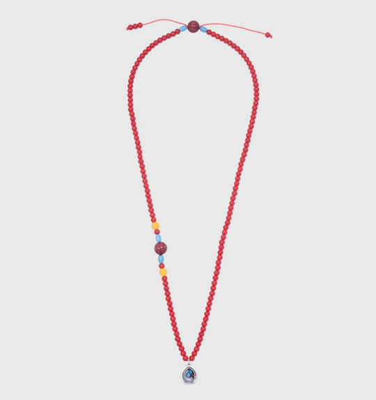 AWE Copper Box Pendant Red Beaded Necklace | Face 3 Face