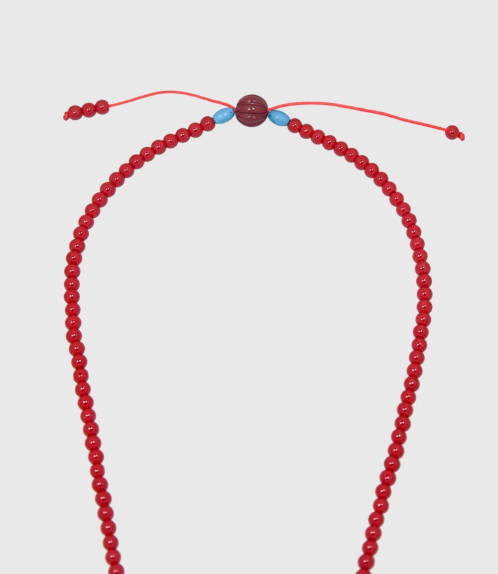 AWE Copper Box Pendant Red Beaded Necklace | Face 3 Face