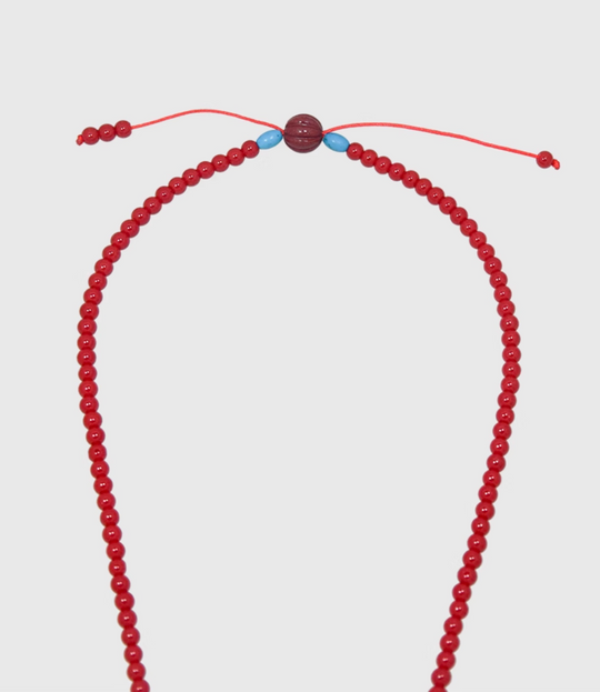 AWE Copper Box Pendant Red Beaded Necklace | Face 3 Face