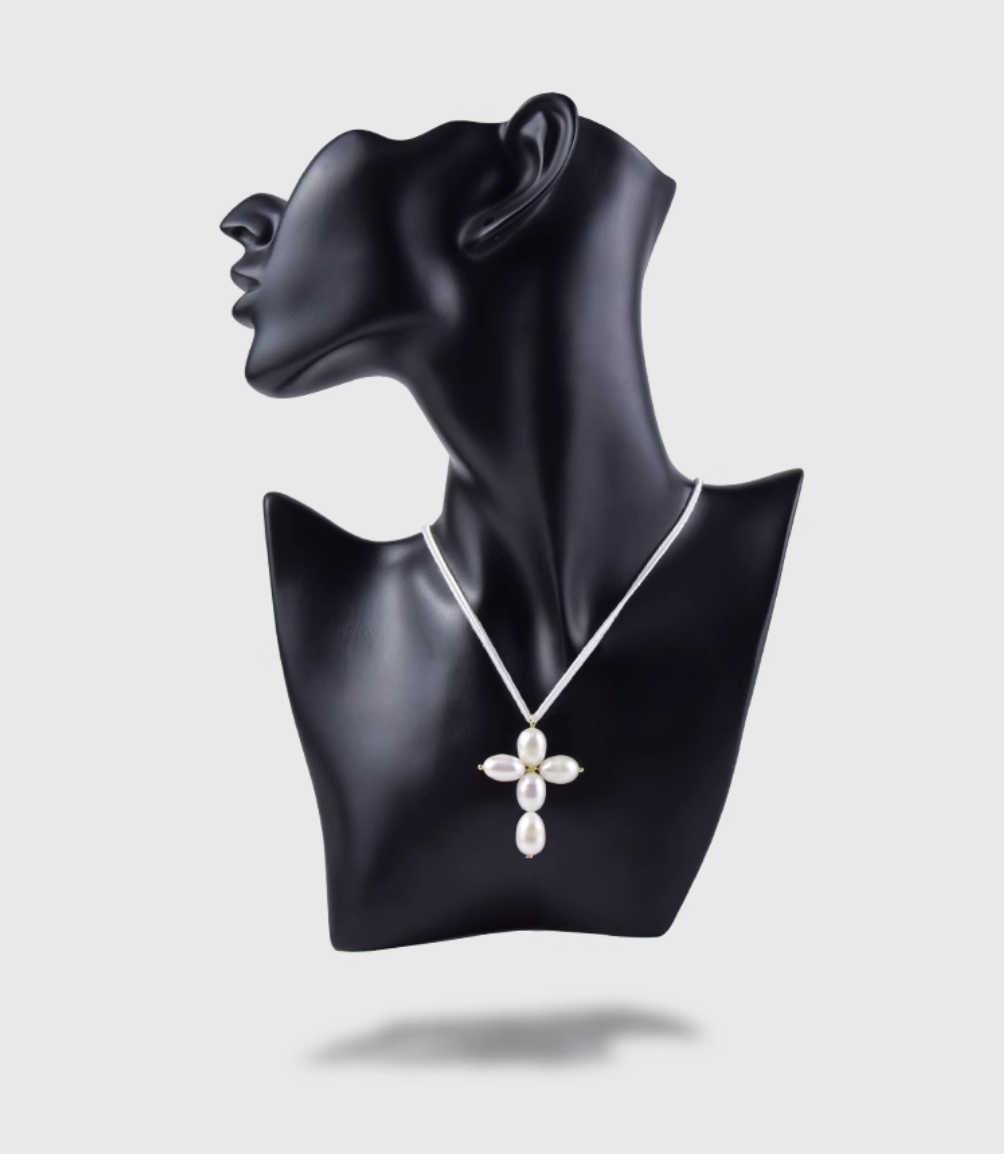 AWE Pearl Cross Pendant Necklace | Face 3 Face