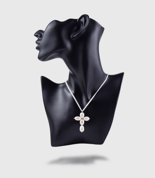 AWE Pearl Cross Pendant Necklace | Face 3 Face