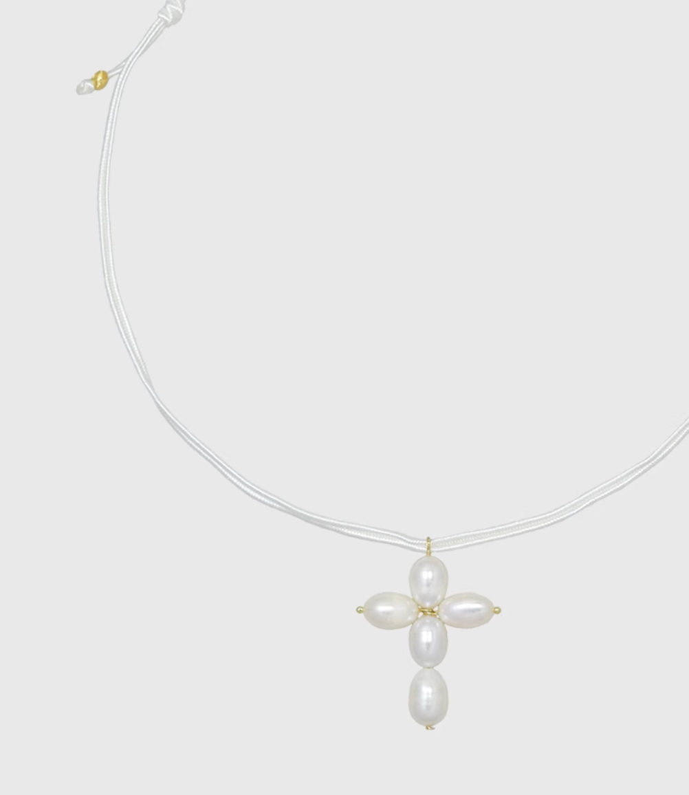 AWE Pearl Cross Pendant Necklace | Face 3 Face
