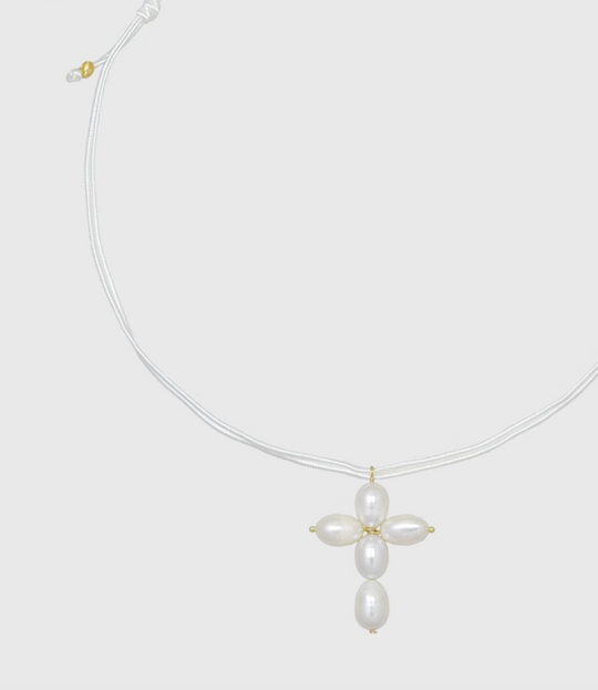 AWE Pearl Cross Pendant Necklace | Face 3 Face