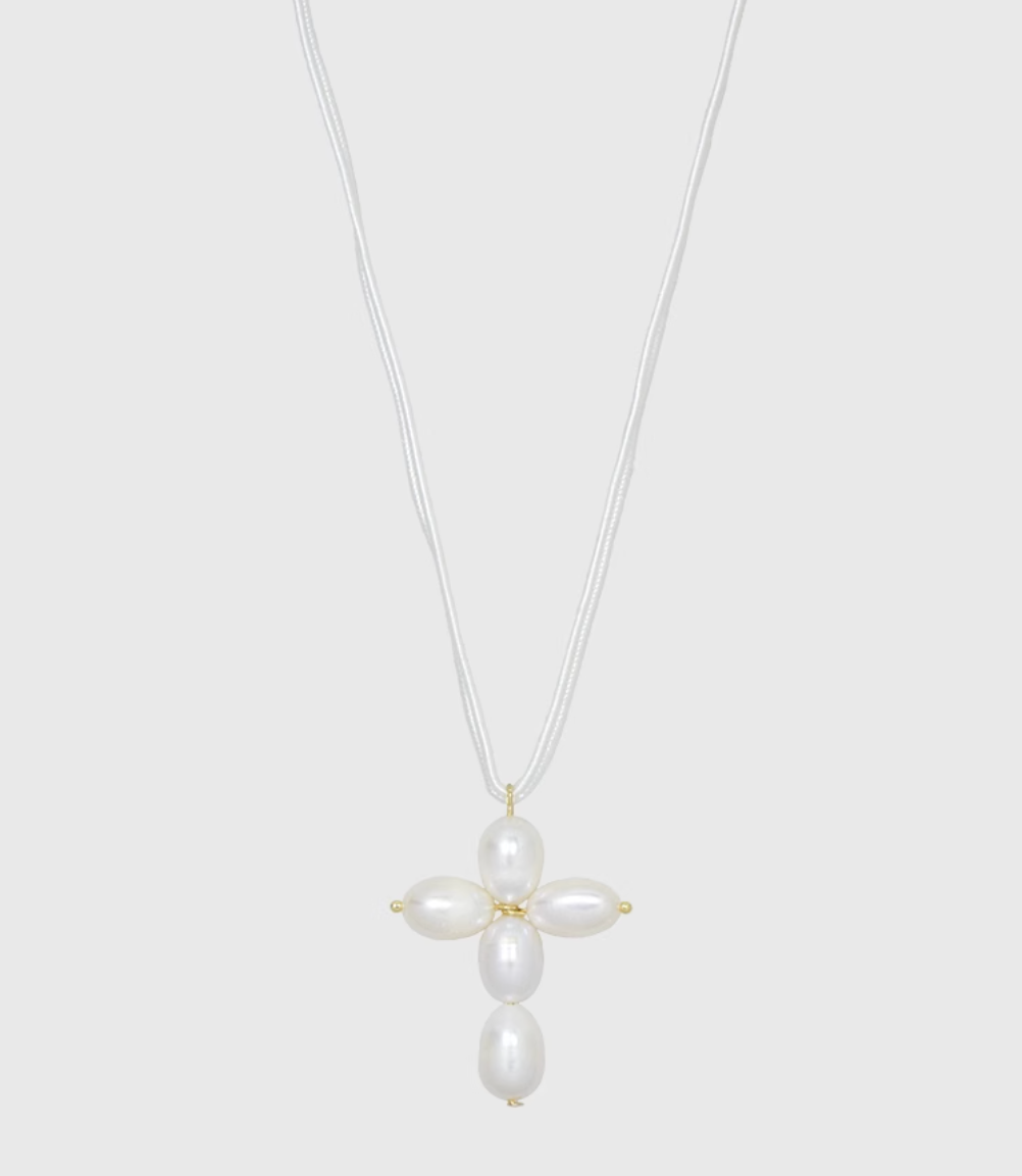 AWE Pearl Cross Pendant Necklace | Face 3 Face