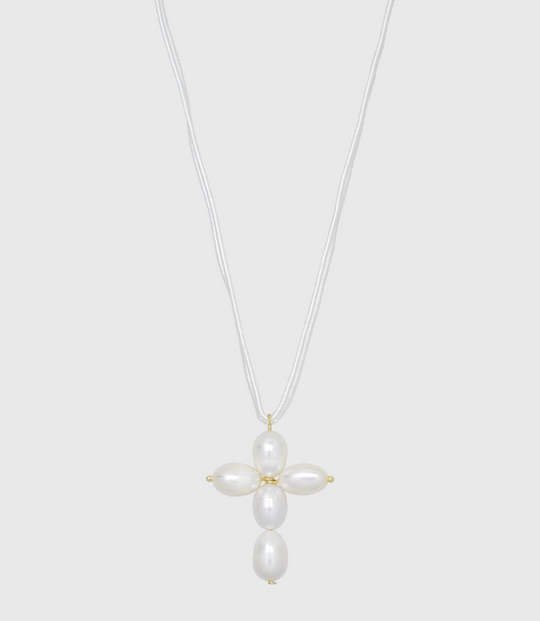AWE Pearl Cross Pendant Necklace | Face 3 Face