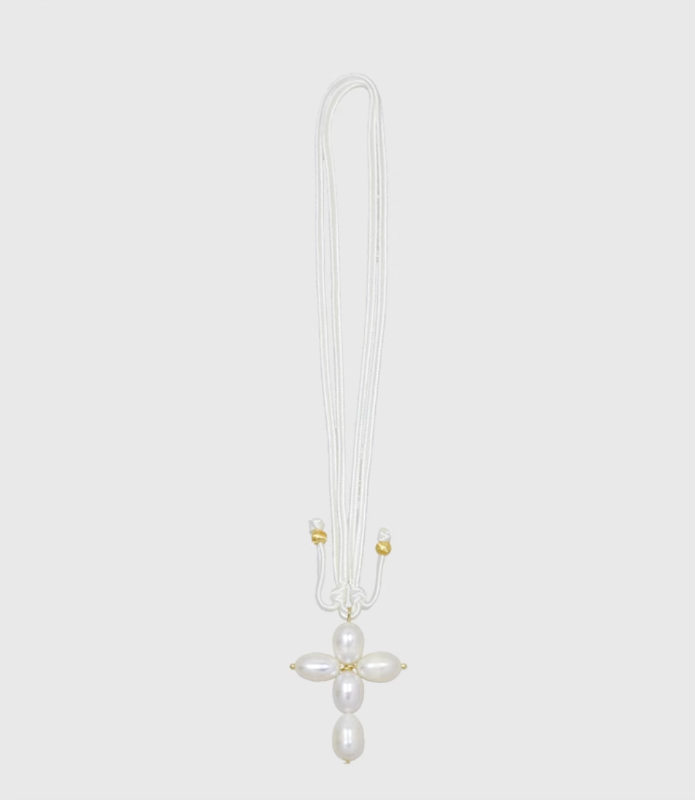 AWE Pearl Cross Pendant Necklace | Face 3 Face