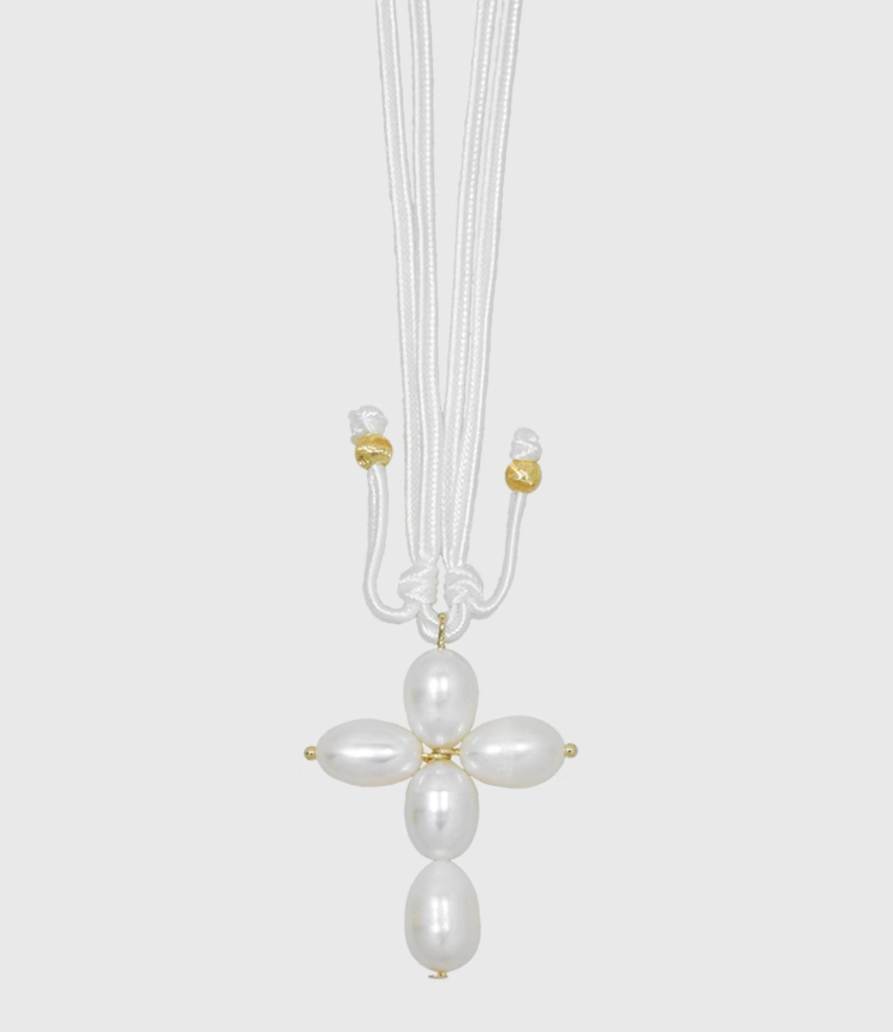 AWE Pearl Cross Pendant Necklace | Face 3 Face